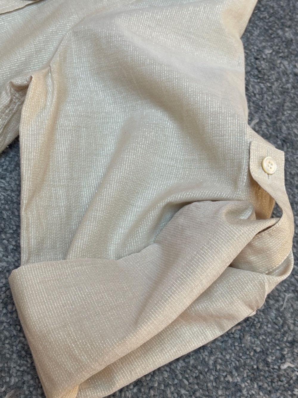 Talbots Cream And Silver Shimmer pinstripe Tunic w/ Adjustable Sleeve - size 12 - Picture 4 of 8